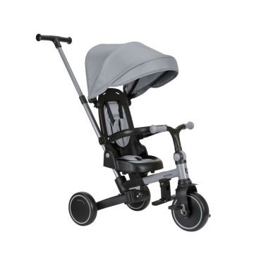 Tricicleta 8in1 pentru copii KikkaBoo Aluma Grey ,de la 12 luni,cadru din aluminiu,sezut rotativ,spatar reglabil,maner parental reglabil,copertina reglabiladetasabila,centura de siguranta