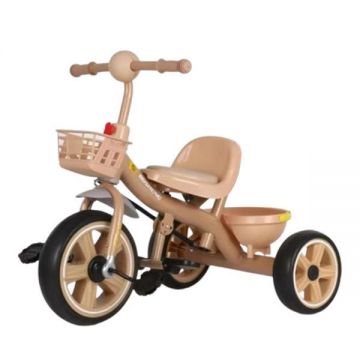 Tricicleta copii 2-5 ani, Nbw, Crem, Suport picioare si doua cosuri pentru jucarii, Roti Eva