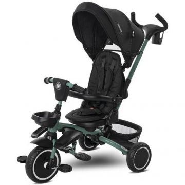 Tricicleta Copii Freccia Multifunctionala Pliabila 1-5 Ani Maxim 25KG Sezut Rotativ 360 Grade Negru/Verde