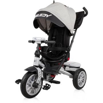 Tricicleta Copii Multifunctionala Speedy Air Roti cu Camera Scaun Rotativ 1-3 Ani Maxim 20KG Gri/Negru