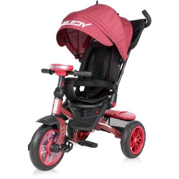 Tricicleta Copii Multifunctionala Speedy Air Roti cu Camera Scaun Rotativ 1-3 Ani Maxim 20KG Rosu/Negru