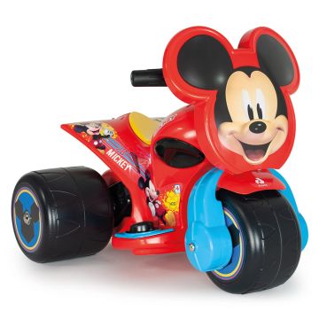 Tricicleta electrica, Injusa, Disney Mickey Mouse, 6V, cu pedala de acceleratie, Rosu