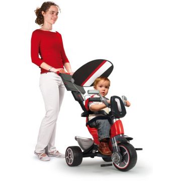 Tricicleta evolutiva pentru copii Injusa Body Special Red cu maner parental, cadru din aluminiu, suport picioare, bara detasabila, roti Eva, cosulet, geanta, varsta 10 luni+