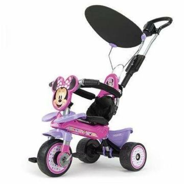 Tricicleta evolutiva pentru copii Injusa, licenta Disney, Minnie Mouse, cu maner parental, anvelope EVA, 10 luni-3 ani