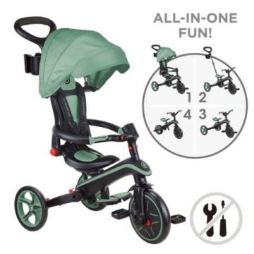 Tricicleta globber explorer 4 in 1 pliabila, culoare verde pal