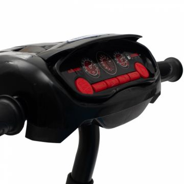 Tricicleta pentru copii Baby Mix Peony Black cu scaun reversibil,roti EVA cu frana,spatar reglabil,maner parental cu control al directiei,suport picioare pliabil,copertina reglabila ,panou cu muzica,lumini,ghidon pliabil