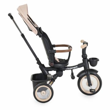 Tricicleta pentru copii Byox Jasper Beige pliabila, cu maner parental, spatar reglabil, scaun rotativ, greutate admisa 25 kg