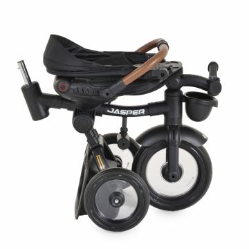 Tricicleta pentru copii Byox Jasper Black pliabila, cu maner parental, spatar reglabil, scaun rotativ, greutate admisa 25 kg