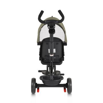 Tricicleta pentru copii Byox Summer Green cu roti Eva, maner parental detasabil, scaun rotativ, spatar reglabil si suport picioare