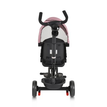 Tricicleta pentru copii Byox Summer Pink cu roti Eva, maner parental detasabil, scaun rotativ, spatar reglabil si suport picioare