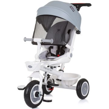 Tricicleta pentru copii Chipolino Marathon Ash Grey cu sezut rotativ, suport picioare, maner reglabil, 2 cosulete, greutate admisa 25 kg