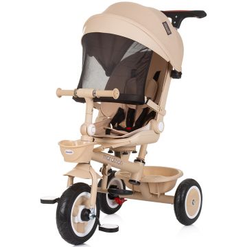 Tricicleta pentru copii Chipolino Marathon Macadamia cu sezut rotativ, suport picioare, maner reglabil, 2 cosulete, greutate admisa 25 kg