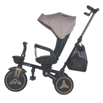 Tricicleta pentru copii Coccolle Urbio Plus Mocha Beige, ultrapliabila, scaun rotativ, controlul directiei, greutate admisa 25 kg