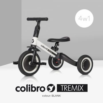 Tricicleta pentru copii Colibro Tremix Blank transformabila, 4 in 1, Ride On cu scaun reglabil, roti din cauciuc pana la 25 kg