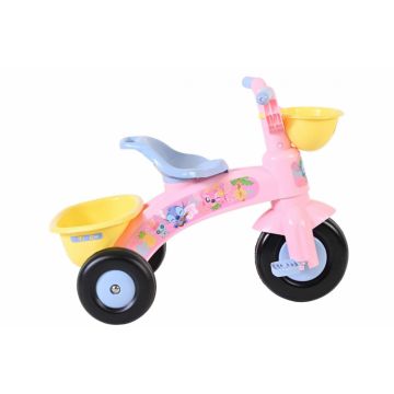 Tricicleta pentru copii, Disney Stitch Roz, recomandata pentru 1-3 ani, cos transport pe ghidon, greutate maxima admisa 25 kg