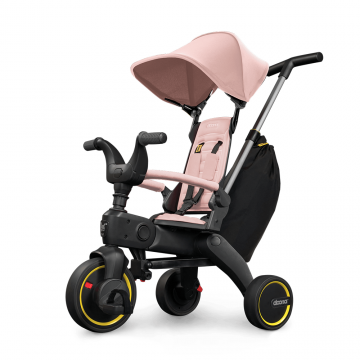 Tricicleta pentru copii Doona Liki Trike S3 Bush Pink ultrapliabila, spatar reglabil in multiple pozitii, ultracompacta, frana, cadru din aluminiu