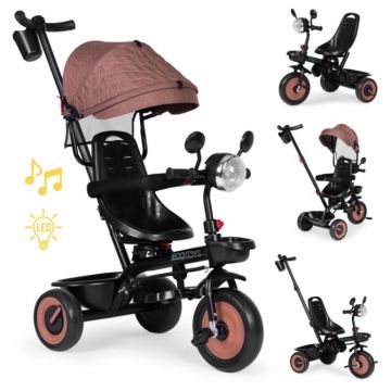 Tricicleta pentru copii Ecotoys WQL-066-51 Bej 3 in 1 cu scaun rotativ 360, roti din spuma EVA