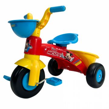 Tricicleta pentru copii Injusa licenta Disney Mickey Mouse Multicolor cu pedale, 1-3 ani, greutate admisa 25 kg, cosulete pentru accesorii