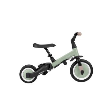 Tricicleta pentru copii KikkaBoo Flip Army Green, multifunctionala, transformabila 5 in 1  cu scaun relgabil, bara de protectie detasabila, potrivita de la 1 an la 5 ani