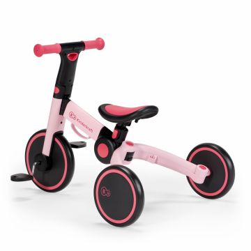 Tricicleta pentru copii Kinderkraft 4trike Pink transformabila, cu cadru de aluminiu, pliabila, roti din spuma Eva, 3 functii, greutate redusa doar 3,5 kg, de la 12 luni
