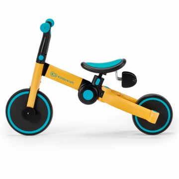 Tricicleta pentru copii Kinderkraft 4trike Yellow transformabila, cu cadru de aluminiu, pliabila, roti din spuma Eva, 3 functii, greutate redusa doar 3,5 kg, de la 12 luni