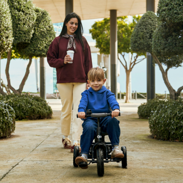 Tricicleta pentru copii KinderKraft Aston 2 Plus Blue, rotatie 360, maner reglabil, greutate admisa 25 kg