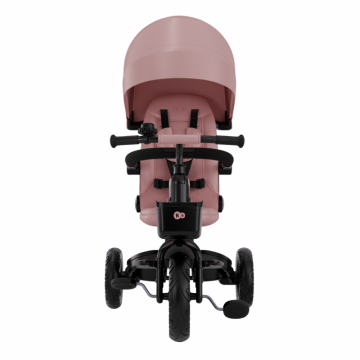 Tricicleta pentru copii Kinderkraft Aveo 2 Plus Pink pliabila, cu scaun reglabil si reversibil, suport picioare, controlul directiei