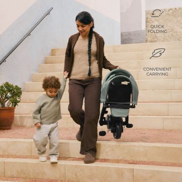 Tricicleta pentru copii Kinderkraft Jazz 2 Green, pliabila, scaun rotativ, spatar reglabil, maner ajustabil