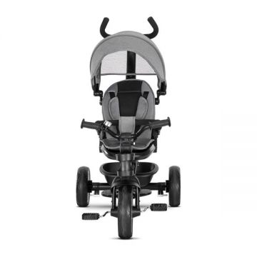 Tricicleta pentru copii Lorelli Tino Grey cu sezut rotativ 360 grade, scaun rabatabil, control parental, greutate admisa 25 kg