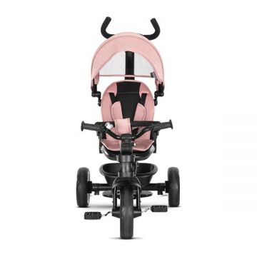 Tricicleta pentru copii Lorelli Tino Pink cu sezut rotativ 360 grade, scaun rabatabil, control parental, greutate admisa 25 kg