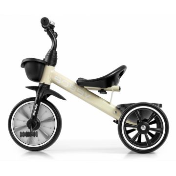 Tricicleta pentru copii Milly Mally Bobby Beige cu cadru robust din otel, roti Eva, +24 luni