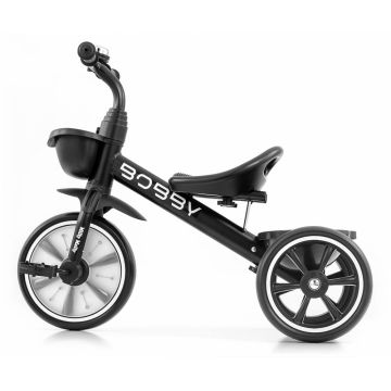 Tricicleta pentru copii Milly Mally Bobby Black cu cadru robust din otel, roti Eva, +24 luni