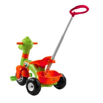 Tricicleta pentru copii Pilsan Dino RedGreen cu maner reglabil pe inaltime,sistem roata libera, spatiu de depozitare de la 3 ani pana la 35 kg