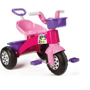 Tricicleta pentru copii Pilsan Star Pink ,maner parental detasabil,cosulet depozitare in fata si spate,roata fata cu aparatoare noroi,sezut cu spatar, de la 2ani ,greutate suportata maxim 35kg