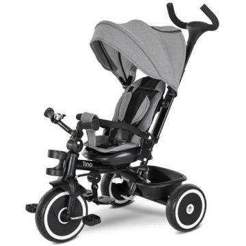 Tricicleta pentru Copii Tino Sezut Rotativ 360 Grade Scaun Rabatabil Control Parental Grey