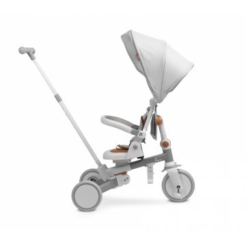 Tricicleta pentru copii Toyz Faro Grey multifunctionala,ultrapliabila,spatar reglabil,scaun moale rotativ,maner parinte detasabil si reglabil in 4 pozitii,centuri de siguranta,roti EVA,pedale detasabile,gentuta inclusa