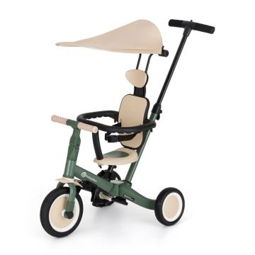 Tricicleta, Petite&Mars, Turbo Plus, 5 in 1, Multifunctionala, Vehicul de impins, Bicicleta cu/fara pedale, Cu maner de ghidaj, Detasabil, Roti din cauciuc, Capotina pentru soare, Pana la 25 kg, 1.5-5 ani, Verde