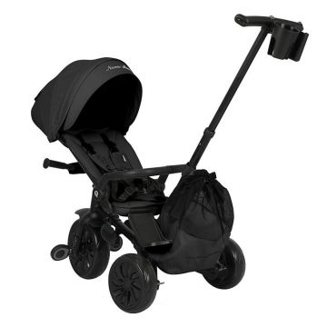 Tricicleta ultrapliabila Qplay Nova Max Negru, maner telescopic, spatar rotativ si reglabil, cadru din aluminiu, roti Eva, accesorii incluse