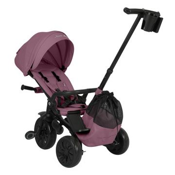 Tricicleta ultrapliabila Qplay Nova Max Violet, maner telescopic, spatar rotativ si reglabil, cadru din aluminiu, roti Eva, accesorii incluse
